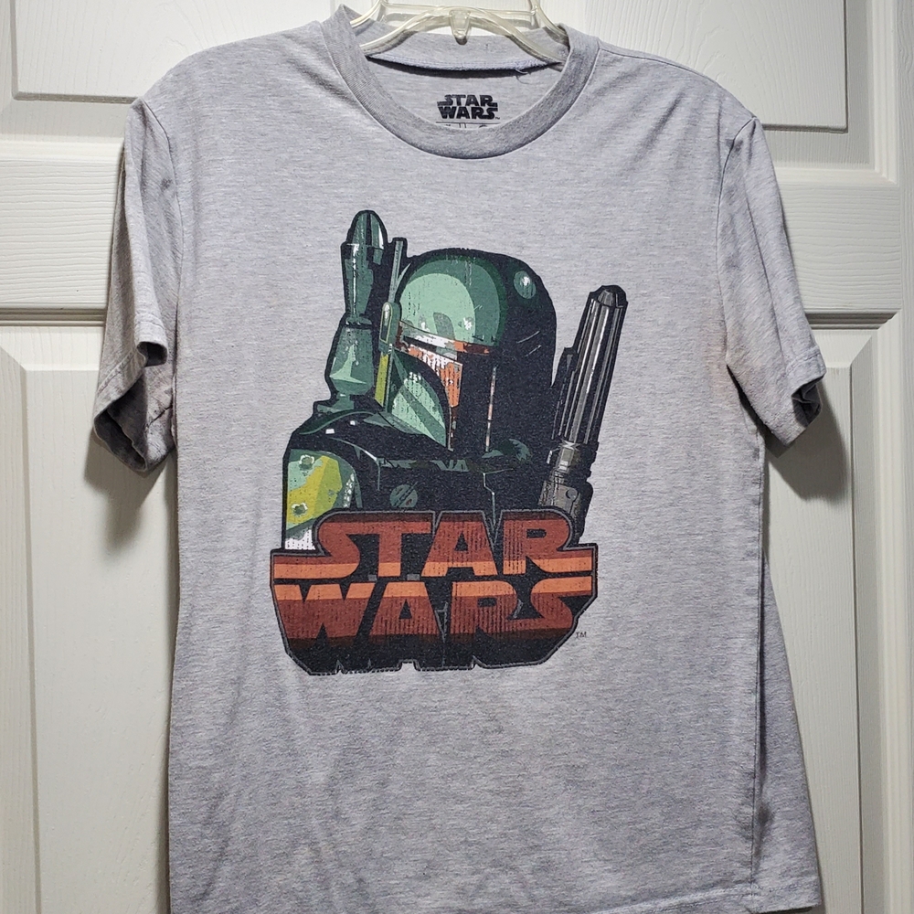 Star Wars Gray T-Shirt with Bounty Hunter Design